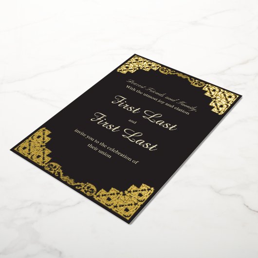 Dark Royalty-huwelijksuitnodiging Folie Uitnodiging (Gedraaid)