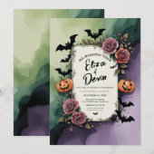 Dark Rozen Halloween bruiloft Waterverf Kaart (Voorkant / Achterkant)