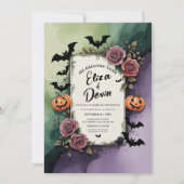 Dark Rozen Halloween bruiloft Waterverf Kaart (Voorkant)