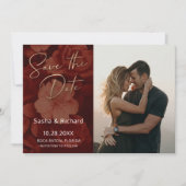 Dark Ruby Florals Save The Date (Voorkant)