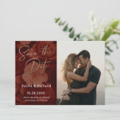 Dark Ruby Florals Save The Date (Staand voorkant)