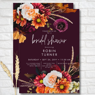 Dark Russet Boho Bloemen Bourgondië Vrijgezellenfe Kaart
