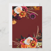 Dark Russet Boho Bloemen Rust Bruids Luncheon Kaart (Achterkant)