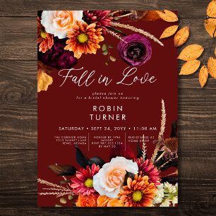 Dark Russet Boho Floral Herfst In Love Vrijgezelle Kaart