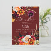 Dark Russet Boho Floral Herfst In Love Vrijgezelle Kaart (Staand voorkant)