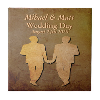 Dark Rustic Custom Grooms 'Gay Wedding Gift Tegel Tegeltje