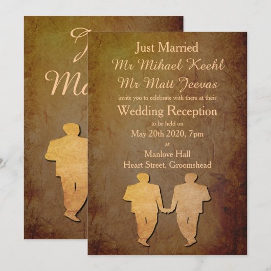 Dark Rustic Gay Wedding Reception Kaart (Voorkant / Achterkant)