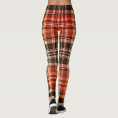 Dark Rustic Orange Green Brown Tartan Plaid Leggings (Achterkant)