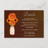 Dark Rustic Oranje Floral Mason Jar Wedding Detail Informatiekaartje (Voorkant)
