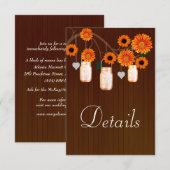 Dark Rustic Oranje Floral Mason Jars - Gegevens Informatiekaartje (Voorkant / Achterkant)