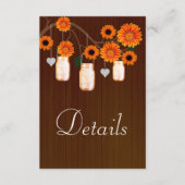 Dark Rustic Oranje Floral Mason Jars - Gegevens Informatiekaartje (Voorkant)