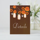 Dark Rustic Oranje Floral Mason Jars - Gegevens Informatiekaartje (Staand voorkant)