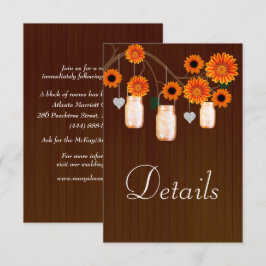 Dark Rustic Oranje Floral Mason Jars - Gegevens Informatiekaartje