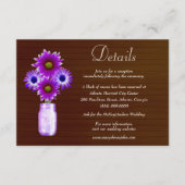 Dark Rustic Paars Floral Mason Jar Wedding Detail Informatiekaartje (Voorkant)