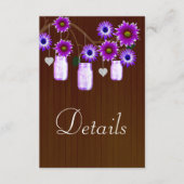 Dark Rustic Paars Floral Mason Jars - Gegevens Informatiekaartje (Voorkant)