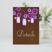 Dark Rustic Paars Floral Mason Jars - Gegevens Informatiekaartje (Staand voorkant)