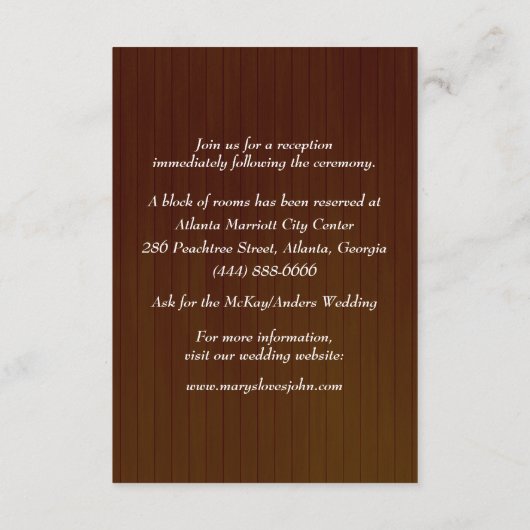 Dark Rustic Paars Floral Mason Jars - Gegevens Informatiekaartje (Achterkant)