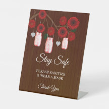 Dark Rustic Red Floral Mason Jar Wedding Safety