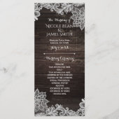 Dark Rustic Wood & Lace Wedding Program Rack Kaart (Voorkant)