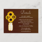Dark Rustic Yellow Floral Mason Jar Wedding Detail Informatiekaartje (Voorkant)
