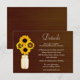 Dark Rustic Yellow Floral Mason Jar Wedding Detail Informatiekaartje
