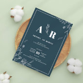 Dark Sage Botanical Wedding Invitation Kaart