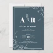 Dark Sage Botanical Wedding Invitation Kaart (Voorkant)