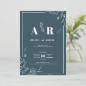 Dark Sage Botanical Wedding Invitation Kaart (Staand voorkant)