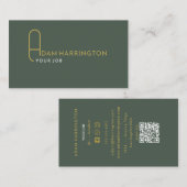 Dark Sage | Elegant standaard QR-code Visitekaartj Visitekaartje (Voorkant / Achterkant)