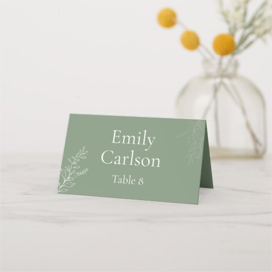 Dark Sage Green Botanical Place Card Plaatskaartje (Achterkant)