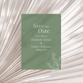 Dark Sage Green Botanical Save the Date Kaart