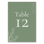Dark Sage Green Botanical Table Number Kaart (Achterkant)