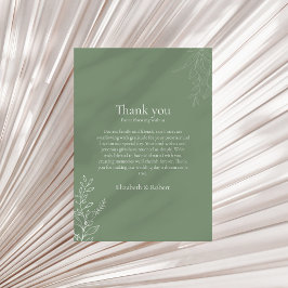 Dark Sage Green Botanical Thank You Card Bedankkaart