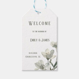 Dark Sage Green Botanical Wedding Cadeaulabel