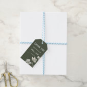 Dark Sage Green Botanical Wedding Cadeaulabel (Met Touw)