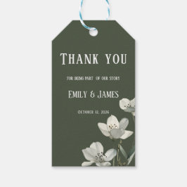 Dark Sage Green Botanical Wedding Cadeaulabel