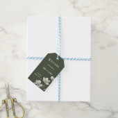 Dark Sage Green Botanical Wedding Cadeaulabel (Met Touw)