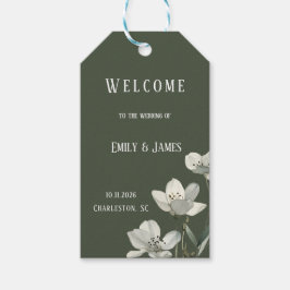 Dark Sage Green Botanical Wedding Cadeaulabel