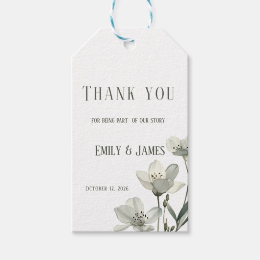 Dark Sage Green Botanical Wedding Cadeaulabel (Voorkant)