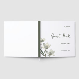 Dark Sage Green Botanical Wedding Gastenboek