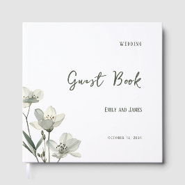 Dark Sage Green Botanical Wedding Gastenboek