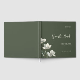 Dark Sage Green Botanical Wedding Gastenboek