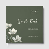 Dark Sage Green Botanical Wedding Gastenboek (Voorkant)