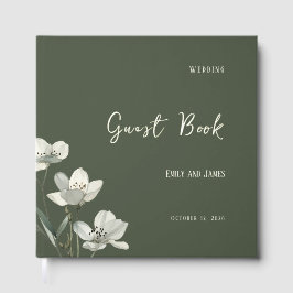 Dark Sage Green Botanical Wedding Gastenboek