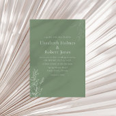 Dark Sage Green Botanical Wedding Invitation Kaart