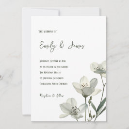Dark Sage Green Botanical Wedding Kaart