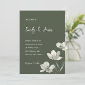 Dark Sage Green Botanical Wedding Kaart (Staand voorkant)