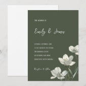 Dark Sage Green Botanical Wedding Kaart (Voorkant / Achterkant)