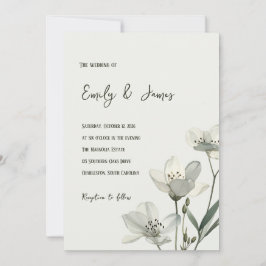 Dark Sage Green Botanical Wedding Kaart