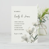 Dark Sage Green Botanical Wedding Kaart (Staand voorkant)